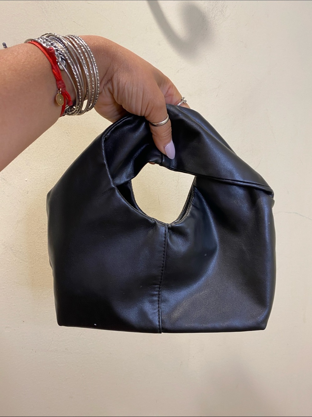 A New Day Black Knot Handle Vegan Leather Wristlet Clutch